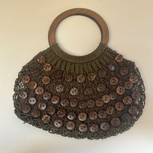 Blue Miami Macrame Button Embellished Bag